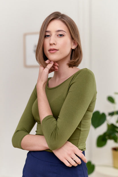 Long Seleeve Boat Neck Top